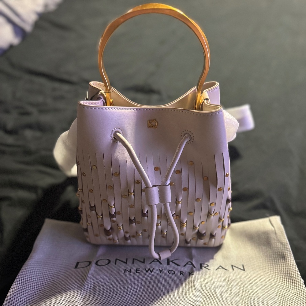 Donna Karan New York Bag Lawrence beaded, laser cut Bucket Bag!